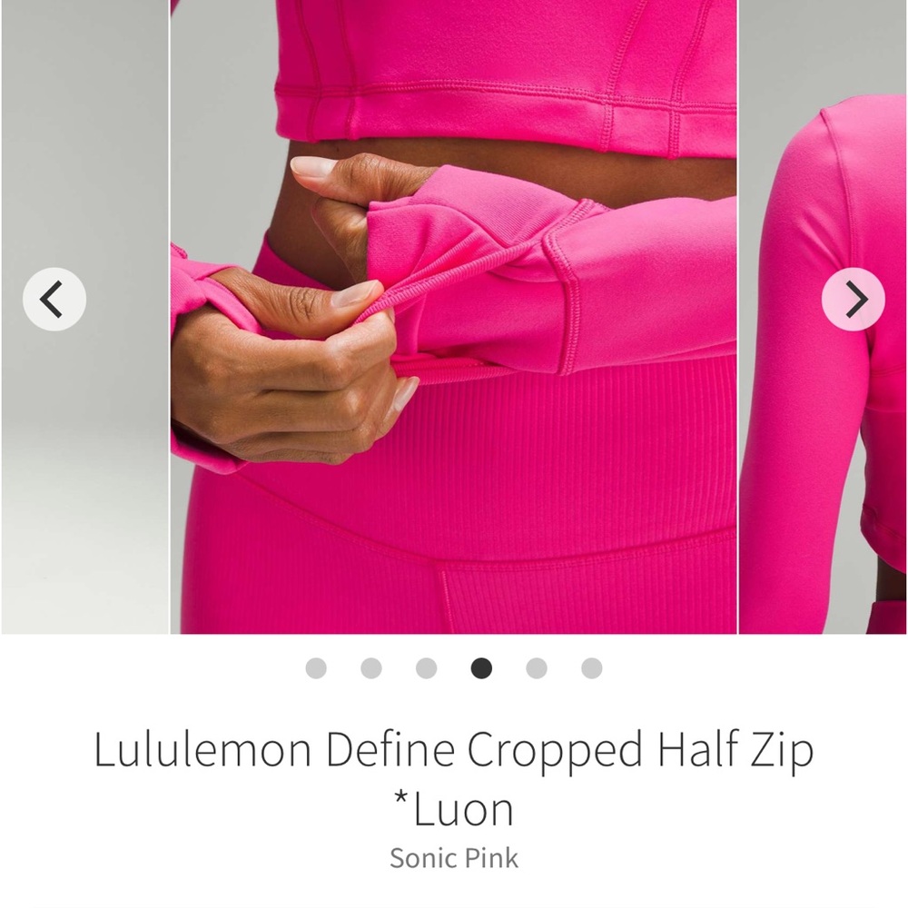 Lululemon Define cropped half zip jacket *Luon SONIC PINK Sz 12 Rare - Picture 4 of 13